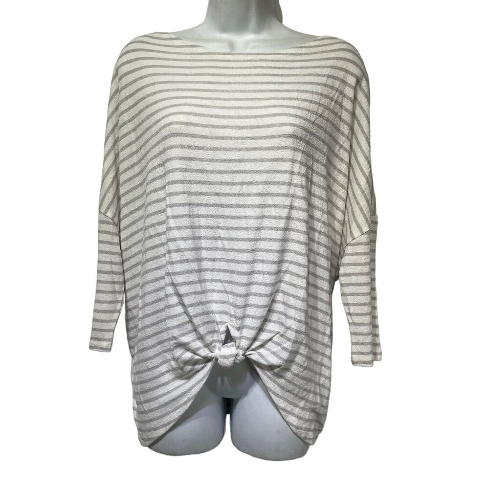 eden in love Honolulu stripe short sleeve front tie blouse Size L